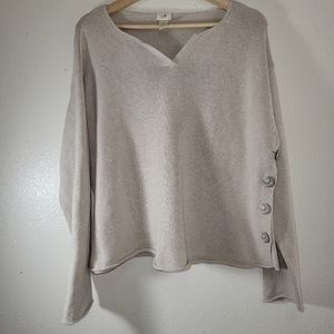 J Jill  Pullover Sweater  With Button  On  The  Side